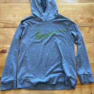 Nike Boy's Blue Hoodie with Green Logo